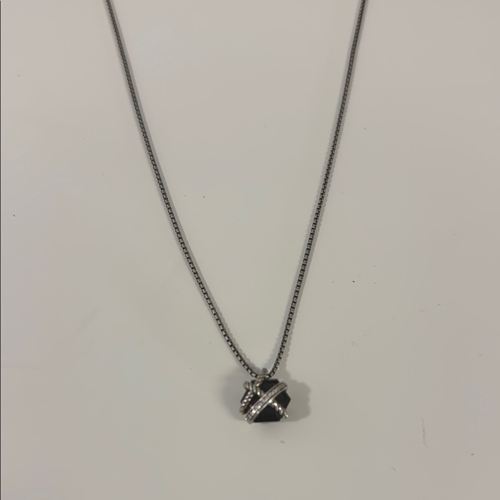 David Yurman Cable Wrap Necklace, Black Onyx and Diamonds